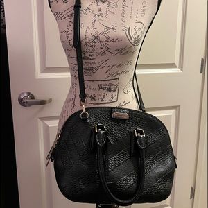 Burberry Orchard Embossed Black Small Leather Satchel